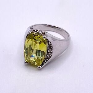 Sterling Silver and Lemon Citrine Stone Cocktail Ring  7”